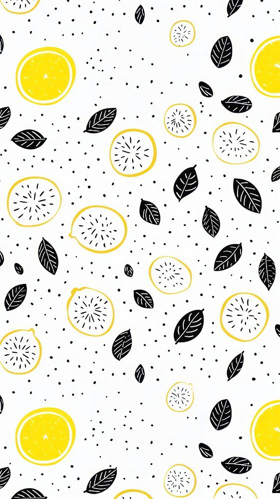 Lemon pattern backgrounds line. 
