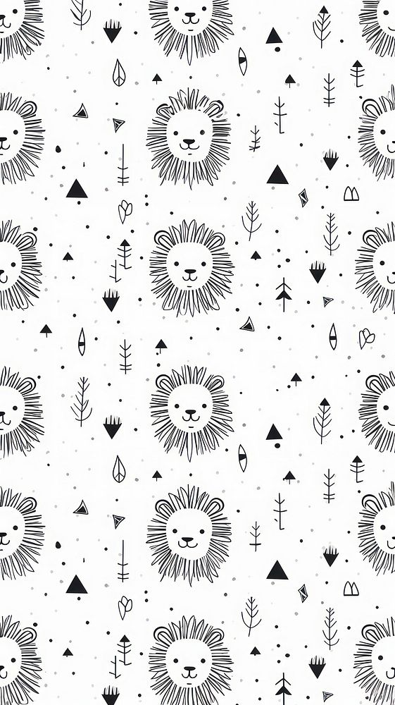 Lion pattern backgrounds doodle. AI generated Image by rawpixel.