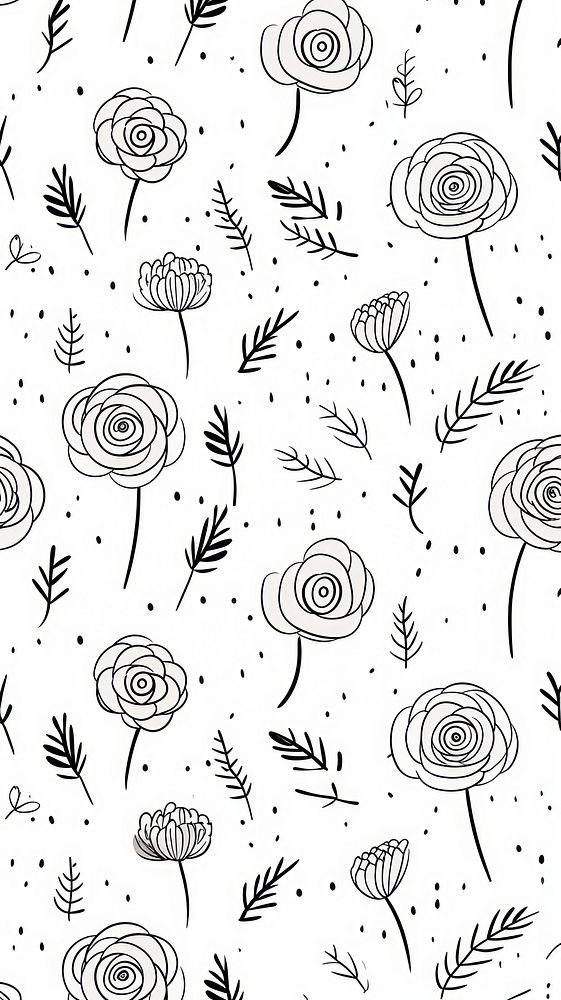 Rose pattern backgrounds drawing. AI generated Image by rawpixel.