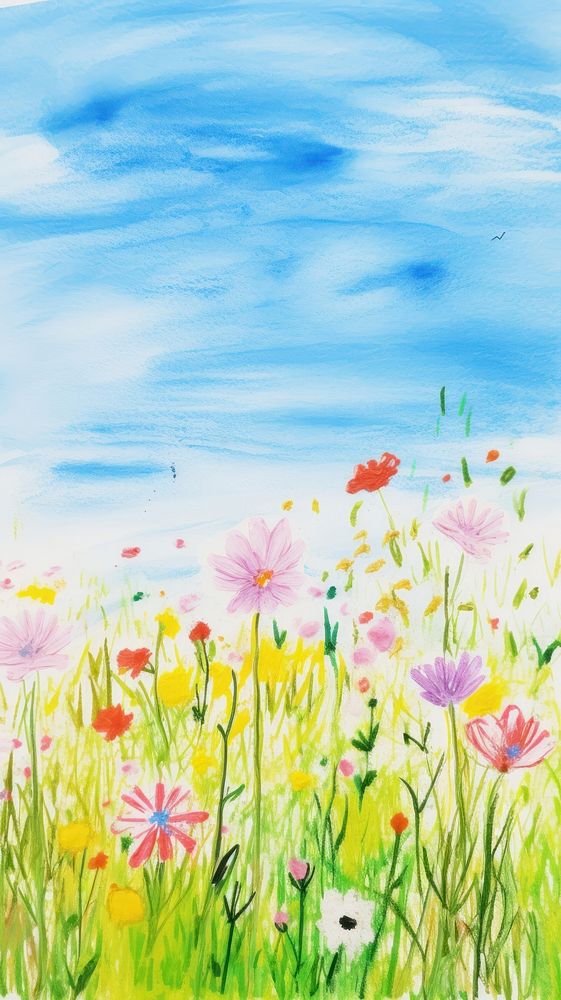 Spring meadow backgrounds grassland painting. 