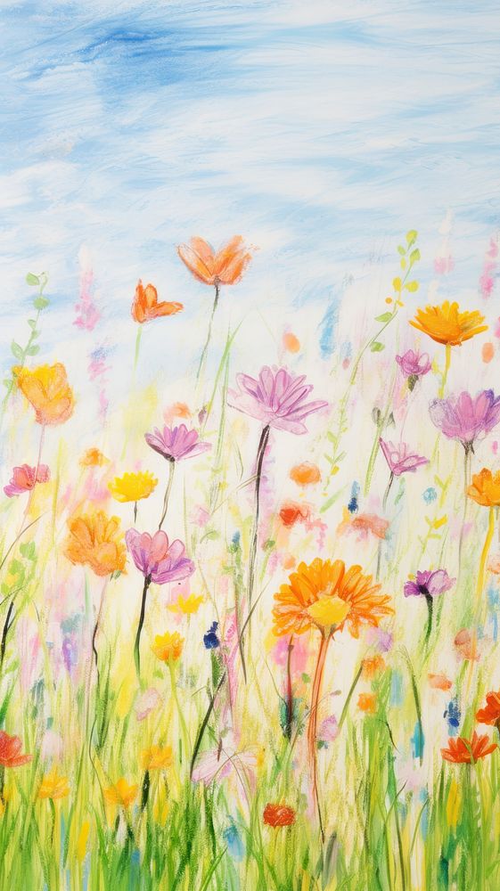 Spring meadow backgrounds grassland painting. 