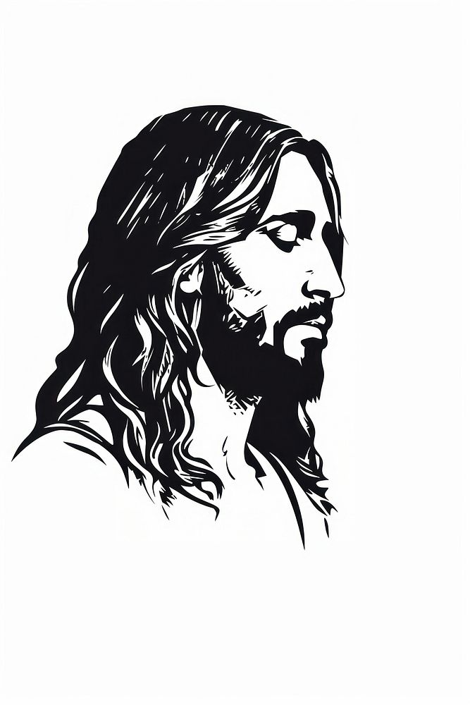 Jesus drawing stencil sketch. AI generated Image by rawpixel.