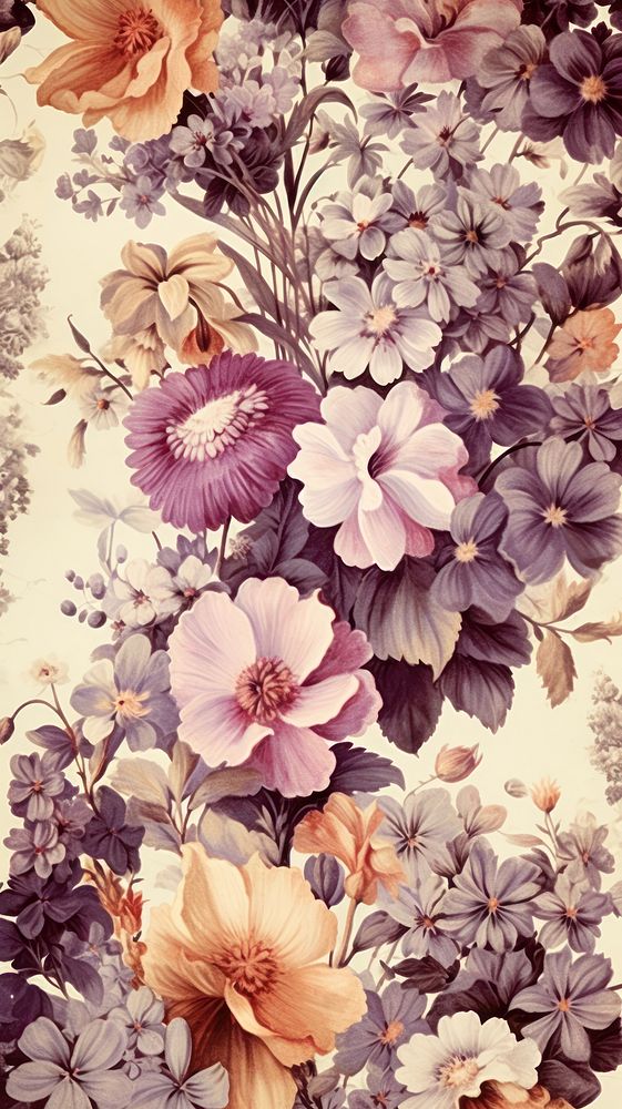 Flower vintage pattern plant petal art. AI generated Image by rawpixel.