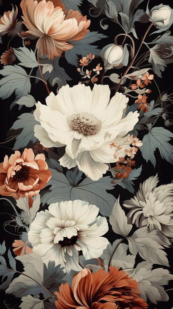 Flower vintage pattern plant petal art. AI generated Image by rawpixel.