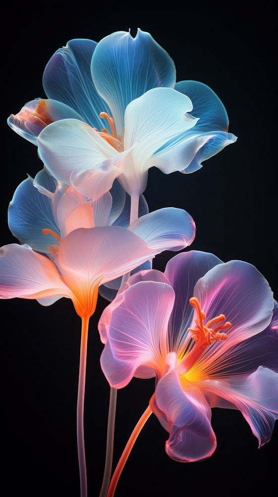 Neon flowers petal plant inflorescence. AI generated Image by rawpixel.