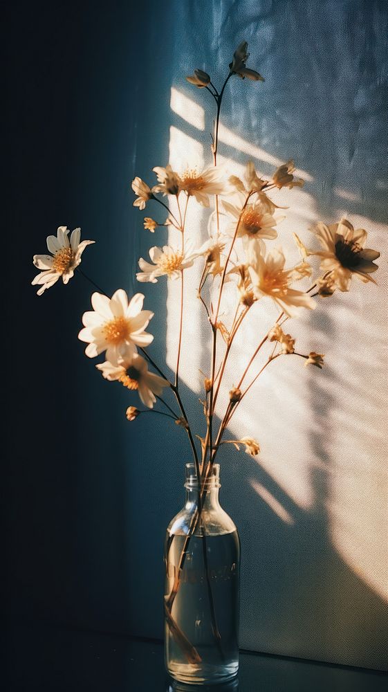 Aesthetic night minimal flower light plant vase. AI generated Image by rawpixel.