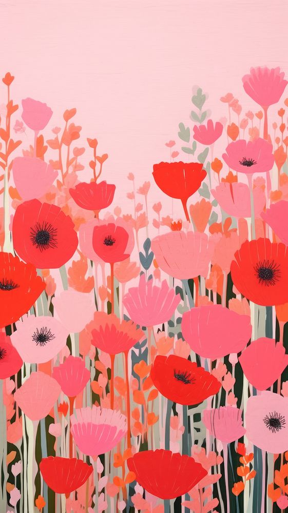 Flower field art painting pattern. AI generated Image by rawpixel.