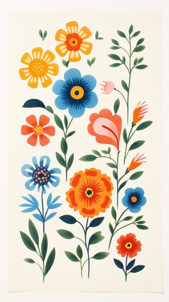 Flowers art pattern drawing. AI generated Image by rawpixel.