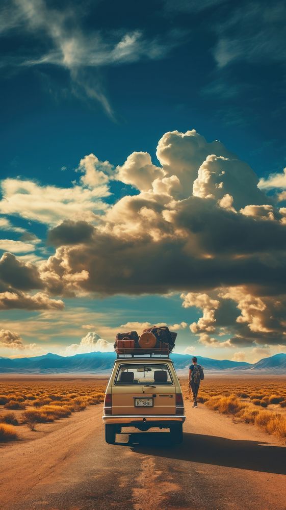 Road trip in spring vacation outdoors vehicle nature. AI generated Image by rawpixel.