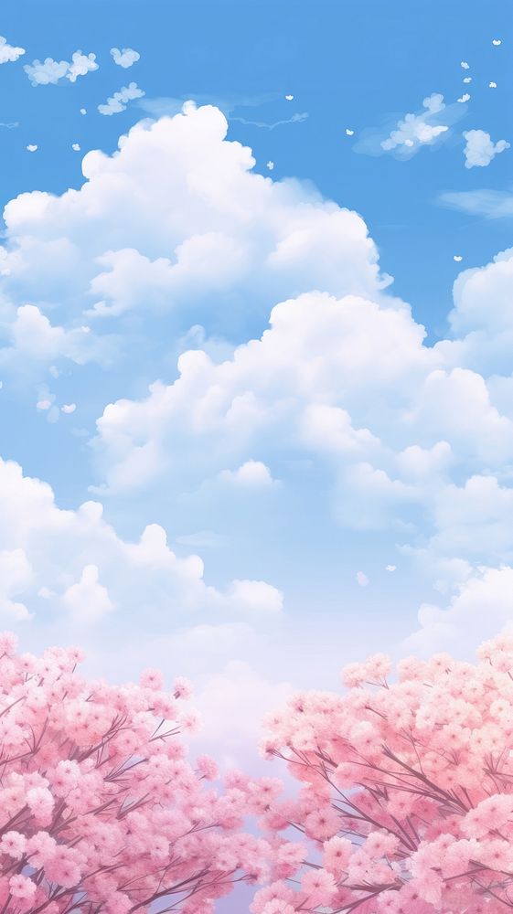 Spring aesthetic background of vanila sky backgrounds outdoors blossom. AI generated Image by rawpixel.