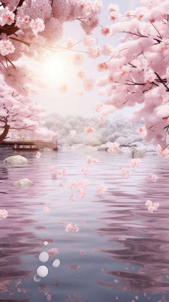 Spring sakura outdoors blossom nature. AI generated Image by rawpixel.