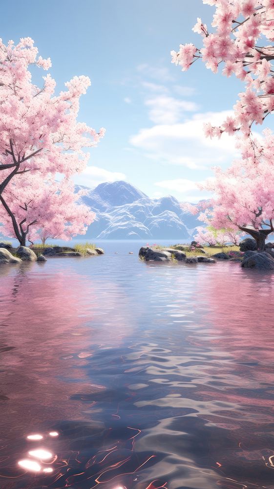 Spring sakura landscape outdoors blossom. AI generated Image by rawpixel.