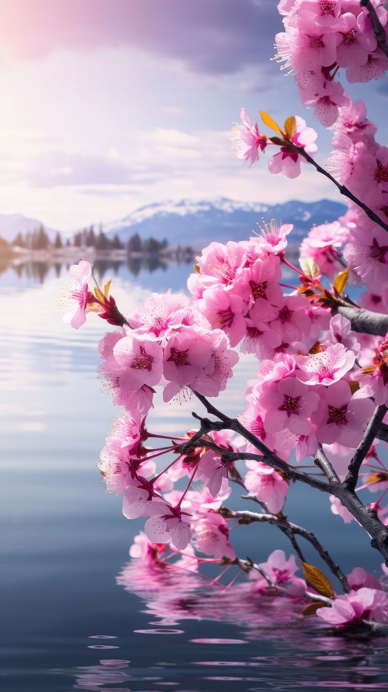 Spring sakura outdoors blossom flower. AI generated Image by rawpixel.
