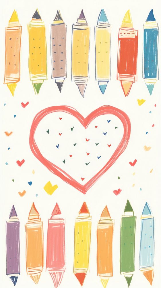 Cute little line heart backgrounds sketch paper. AI generated Image by rawpixel.