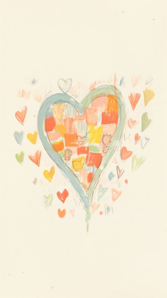 Cute little line heart sketch backgrounds drawing. AI generated Image by rawpixel.