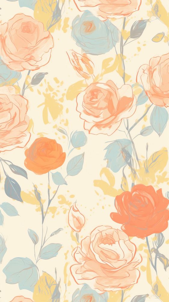 Cute simple rose and envelope wallpaper backgrounds pattern flower. AI generated Image by rawpixel.