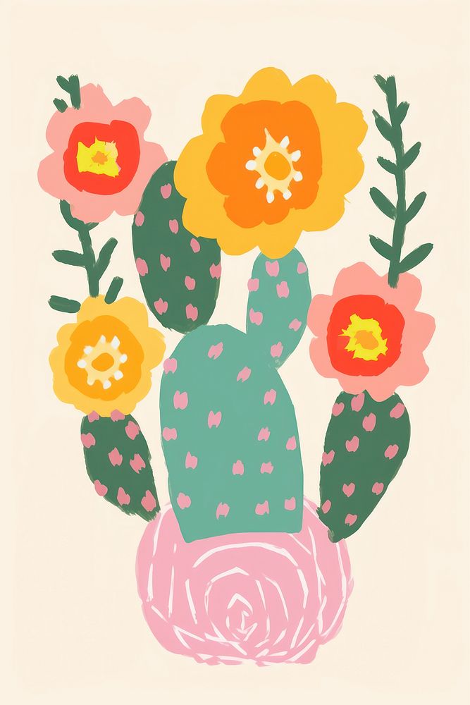 Cactus pattern flower plant. AI generated Image by rawpixel.