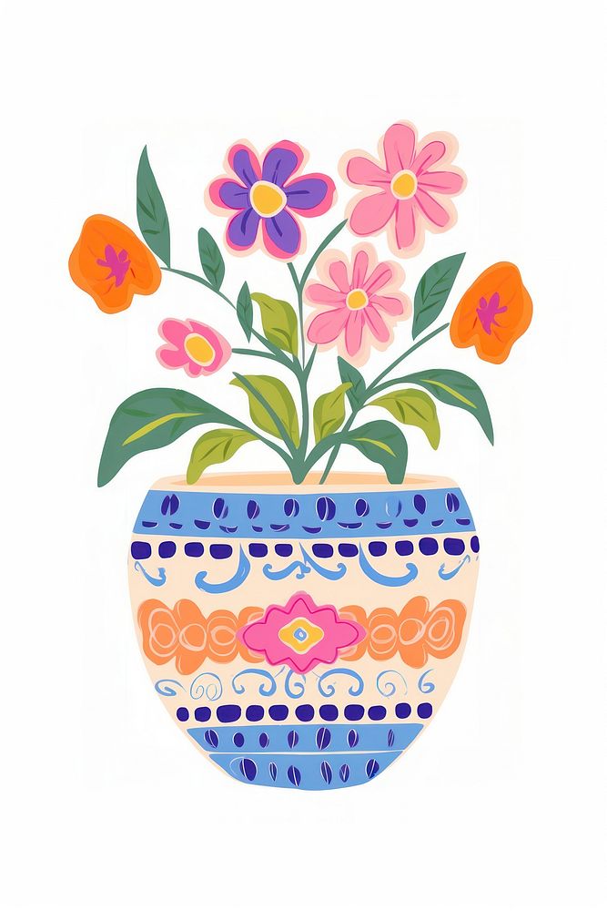 Flower pot art pottery pattern. AI generated Image by rawpixel.