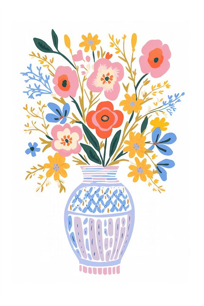 Flower vase art painting pattern. AI generated Image by rawpixel.