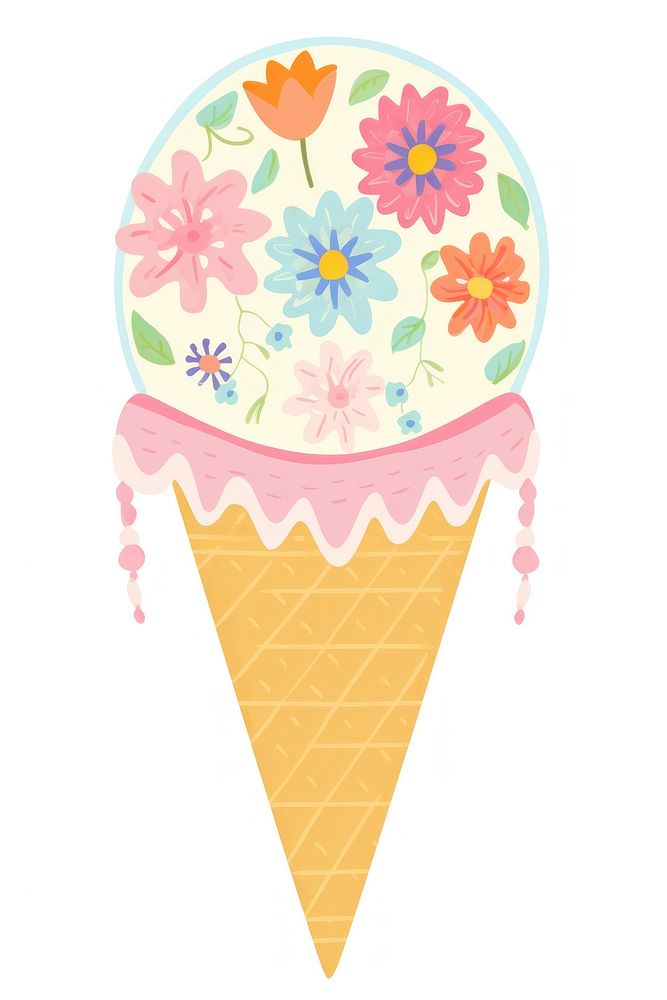 Ice cream cone dessert food white background. AI generated Image by rawpixel.