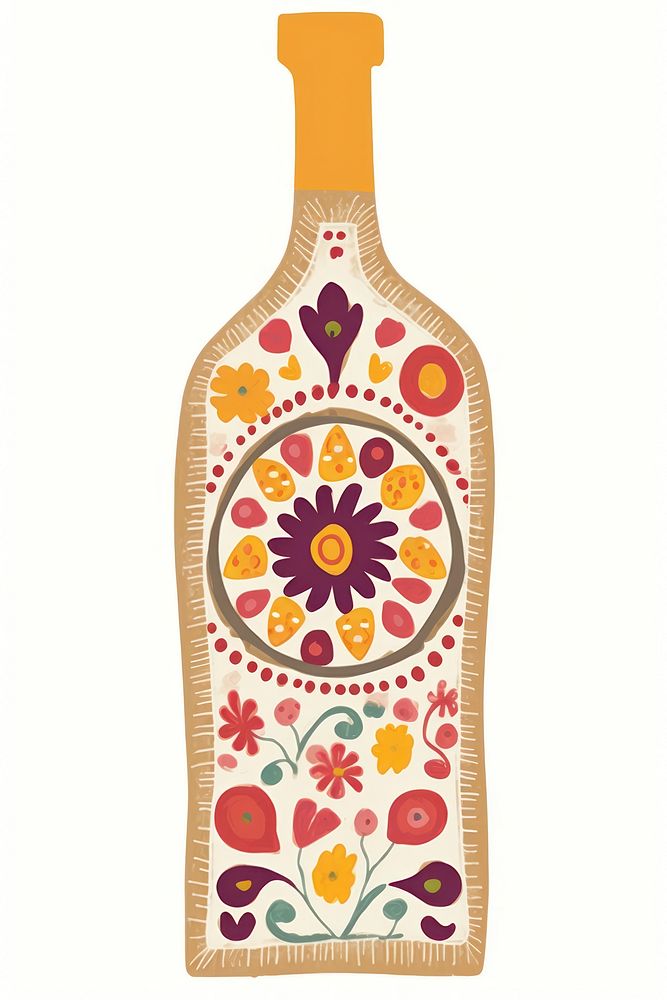 Wine bottle art pattern white background. AI generated Image by rawpixel.