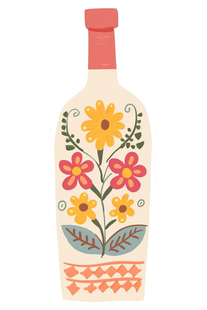 Wine bottle art pattern white background. AI generated Image by rawpixel.