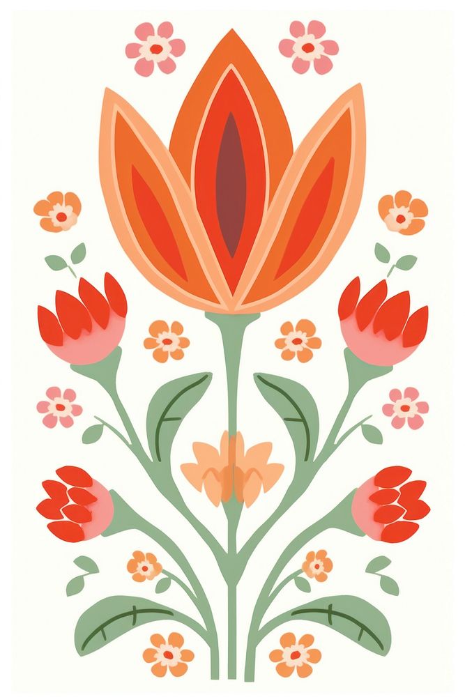 Tulip art pattern plant. AI generated Image by rawpixel.