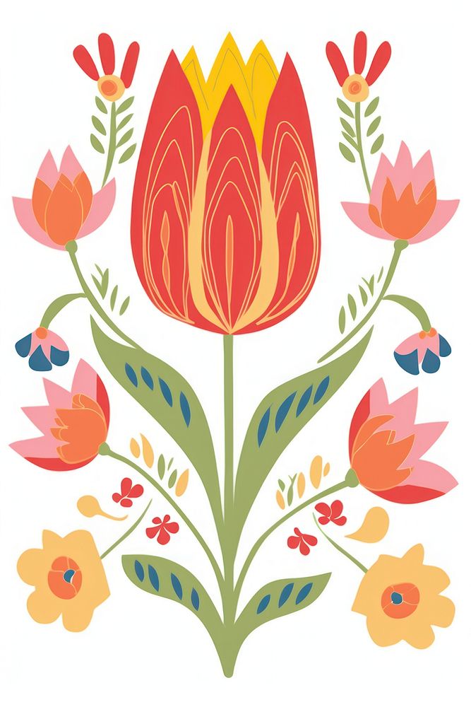 Tulip art pattern flower. AI generated Image by rawpixel.