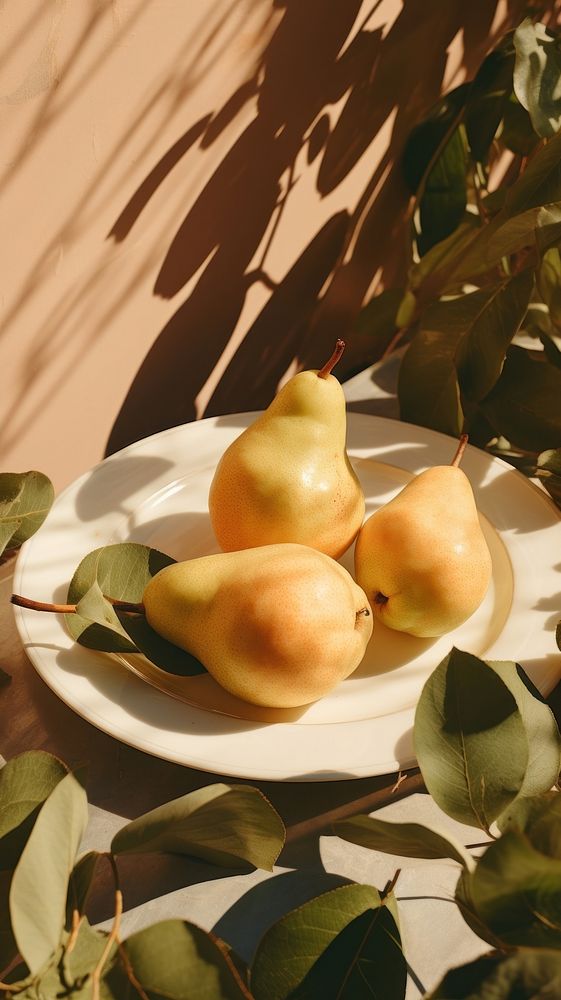 Pears plant plate fruit. AI generated Image by rawpixel.