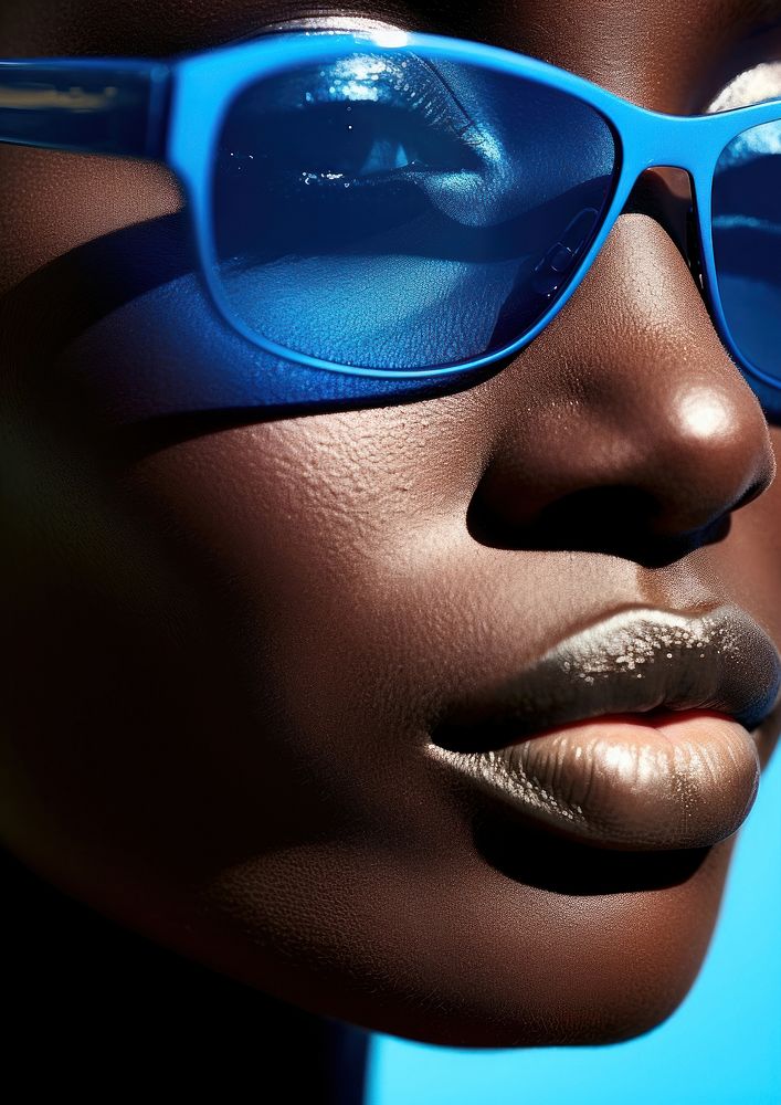 Black woman wear fashionable blue sunglasses adult accessories accessory. AI generated Image by rawpixel.