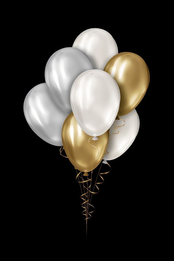 White and gold party balloons Balloons air isolated celebration anniversary accessories. AI generated Image by rawpixel.
