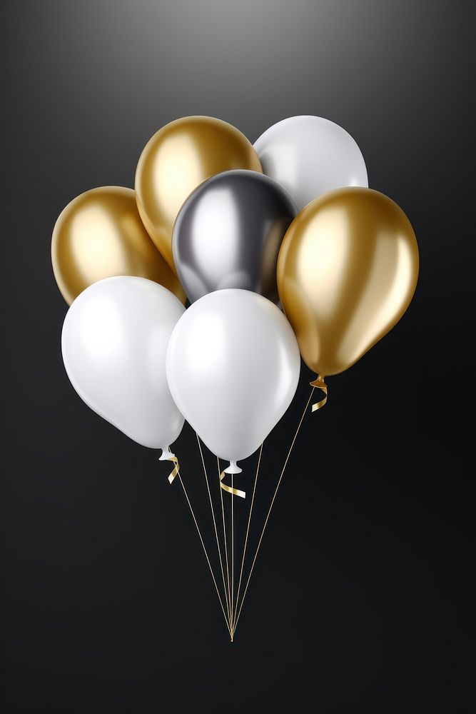 White and gold party balloons Balloons air isolated celebration anniversary decoration. AI generated Image by rawpixel.