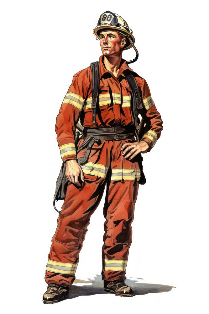 Firefighter firefighter adult white background. AI generated Image by rawpixel.