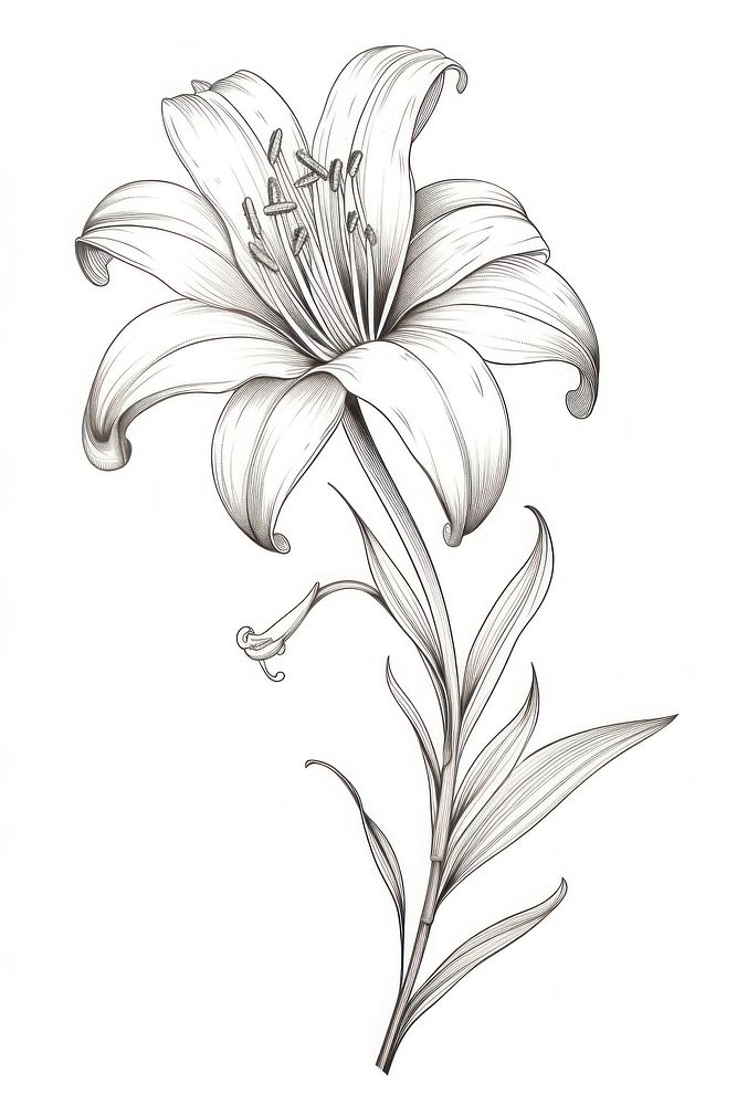 Vintage exotic flower drawing sketch plant. AI generated Image by rawpixel.