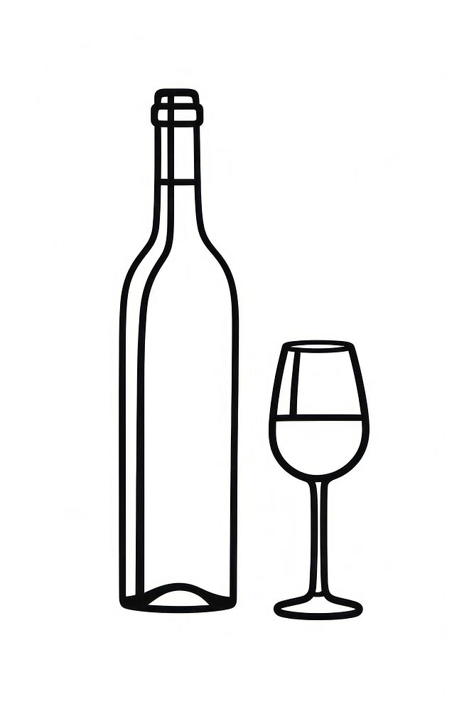 French wine bottle glass cartoon drink. AI generated Image by rawpixel.