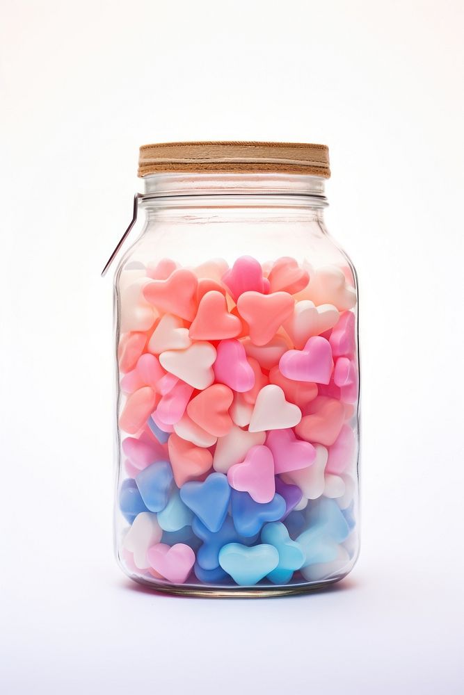 Hearts jar confectionery white background. AI generated Image by rawpixel.