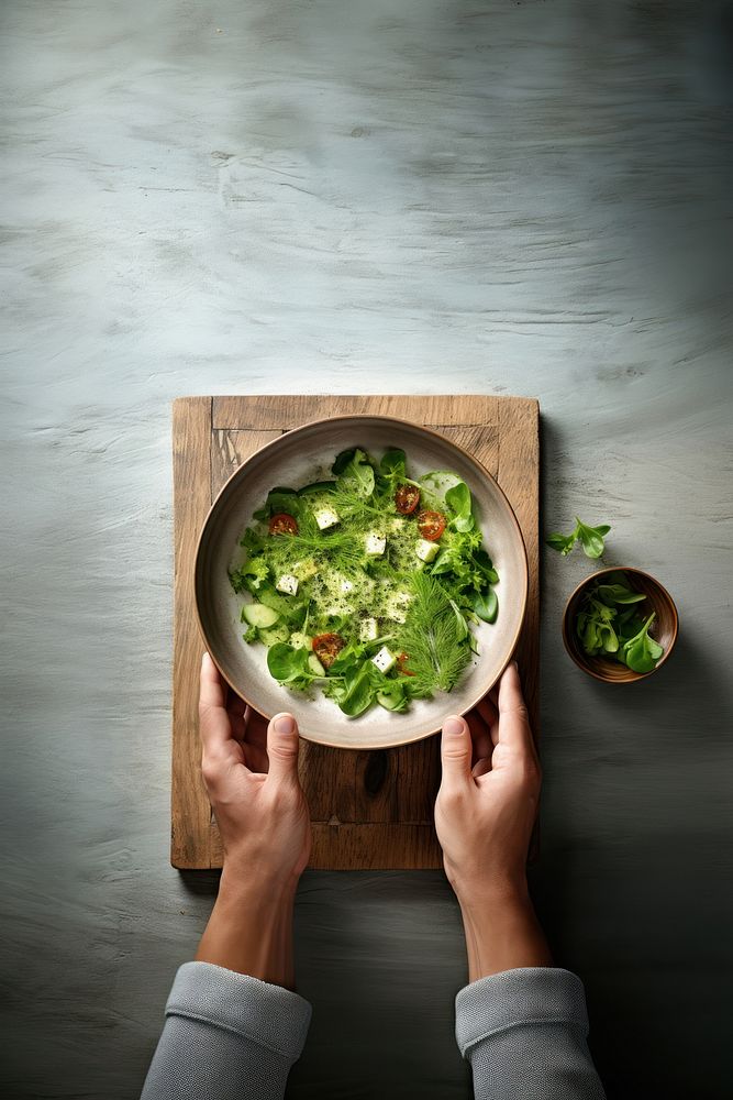 Green salad table food bowl. AI generated Image by rawpixel.