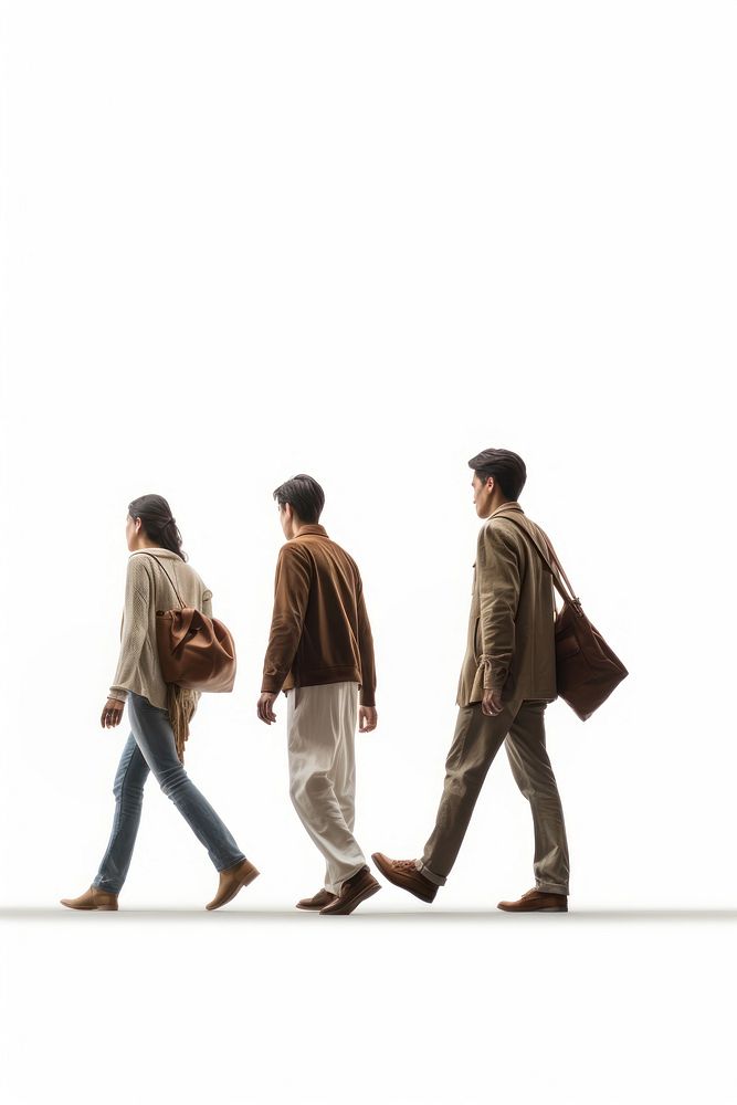 3 people walking footwear adult coat. AI generated Image by rawpixel.