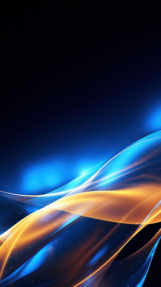 Yellow and blue neon glowing twisted cosmic lines backgrounds abstract pattern. AI generated Image by rawpixel.