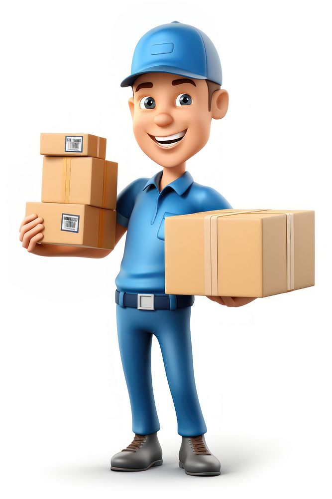 Delivery guy cardboard holding hardhat. AI generated Image by rawpixel.