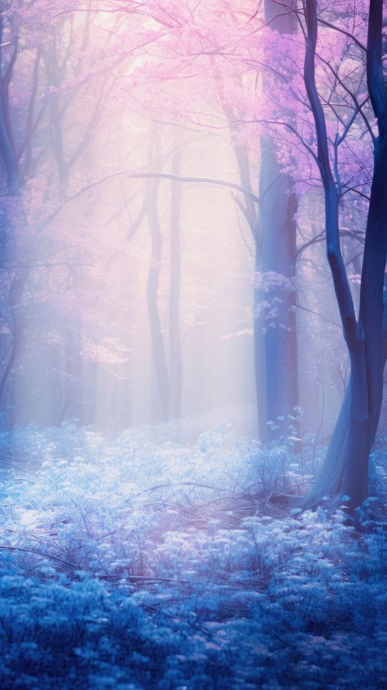 Bluebell forest backgrounds landscape outdoors. AI generated Image by rawpixel.