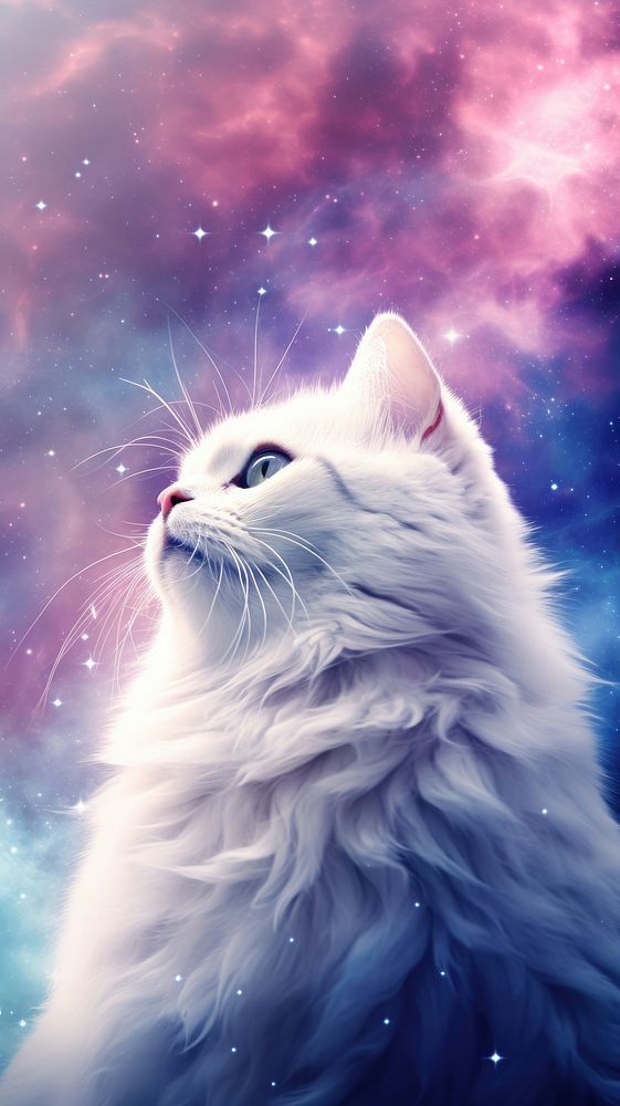 Cat in the galaxy animal mammal pet. AI generated Image by rawpixel.