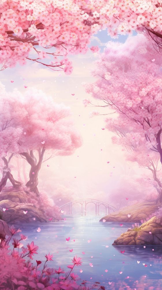 Cherry blossom garden backgrounds outdoors nature. AI generated Image by rawpixel.