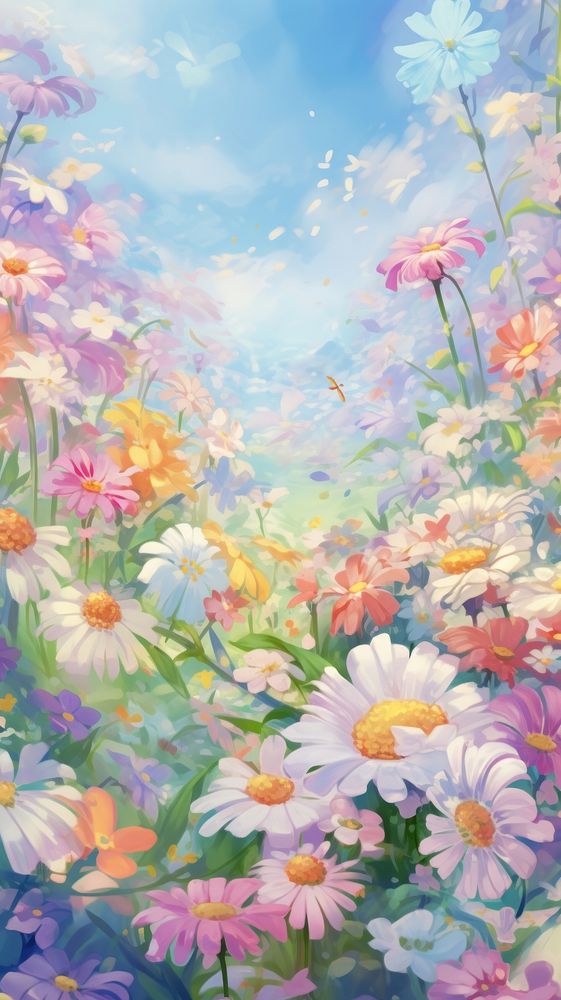 Flower garden backgrounds outdoors painting. AI generated Image by rawpixel.