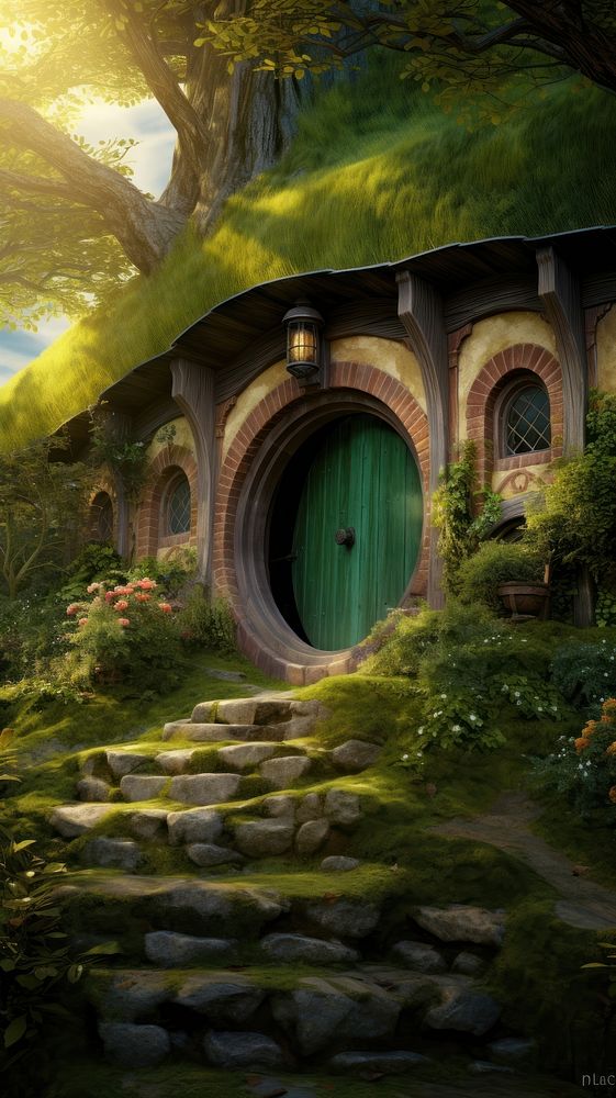 Middle earth architecture building outdoors. AI generated Image by rawpixel.