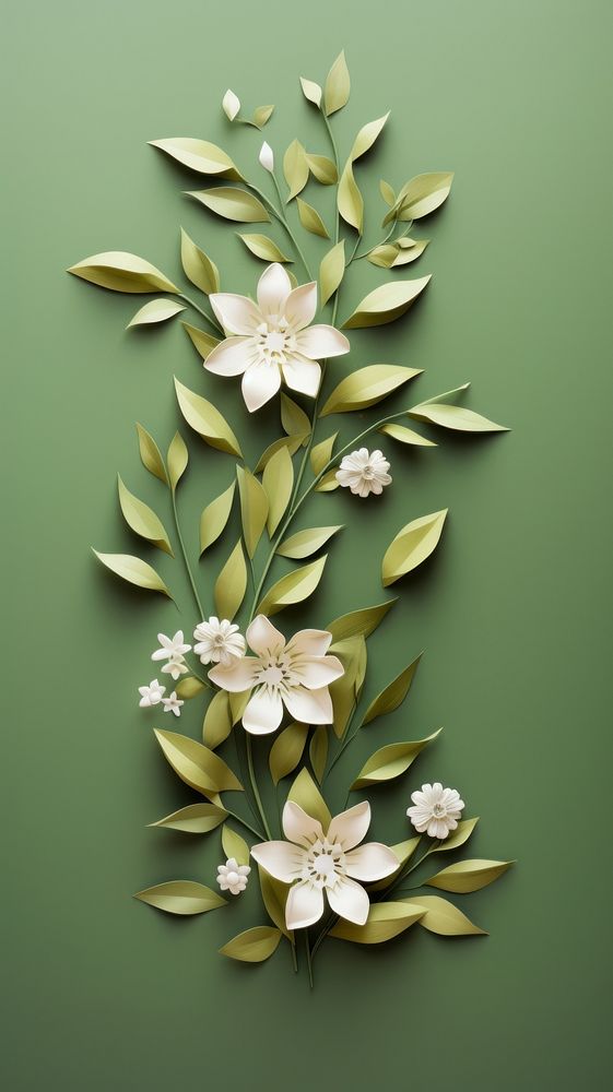 Olive color flower pattern plant. AI generated Image by rawpixel.