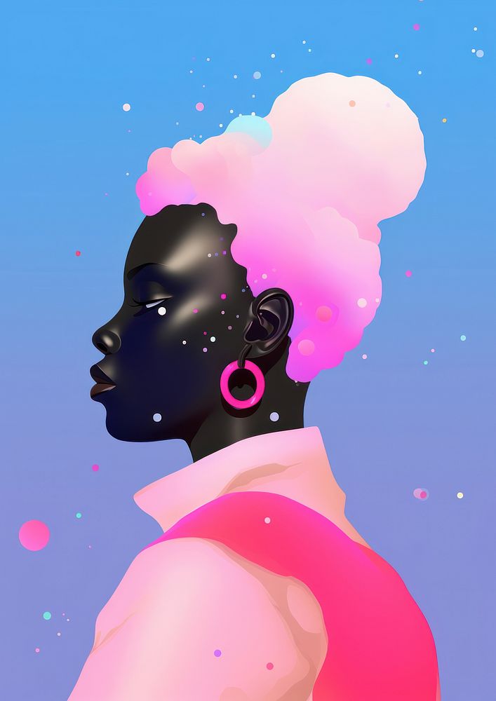 A black woman portrait purple adult. AI generated Image by rawpixel.