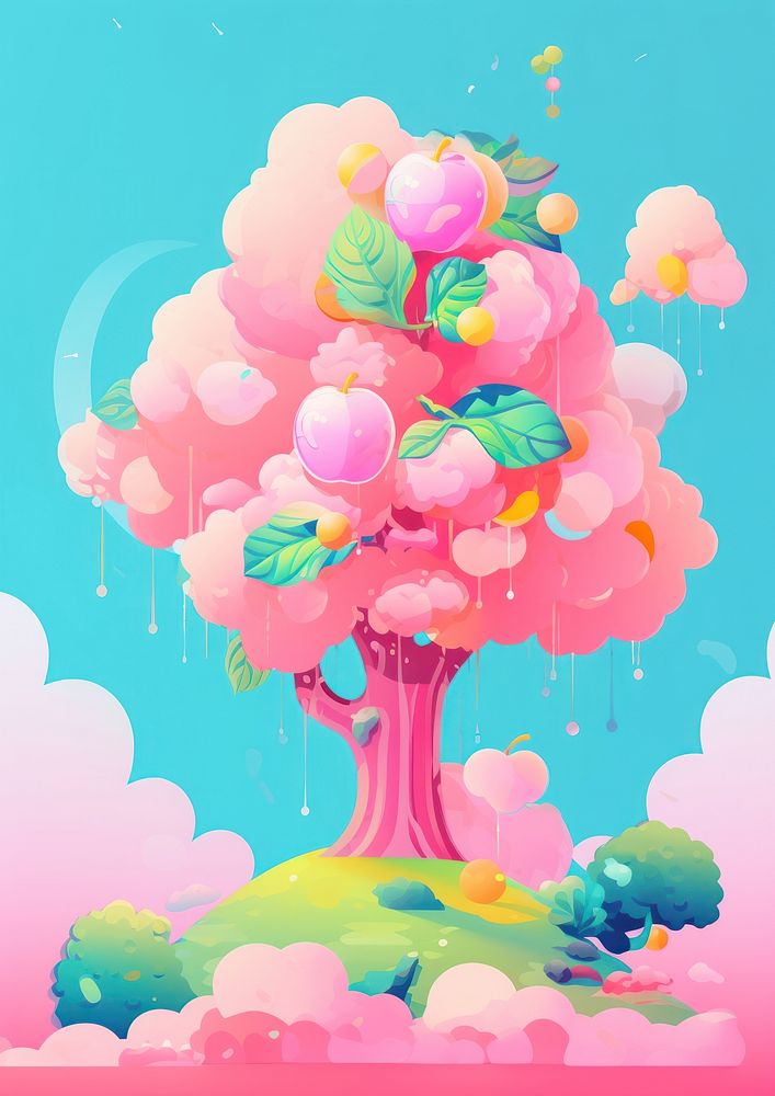 A real apple tree painting plant creativity. AI generated Image by rawpixel.