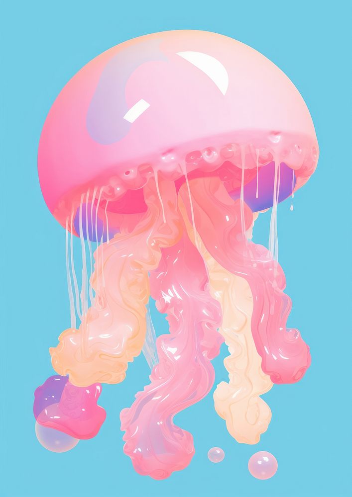 A colorful jelly fish jellyfish invertebrate transparent. AI generated Image by rawpixel.