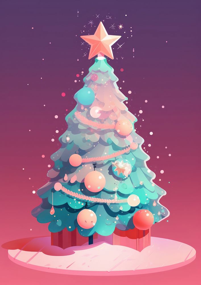 A christmas tree winter illuminated celebration. AI generated Image by rawpixel.